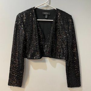 R & M Richards Bolero Sequin Jacket- Size M, Black (NWOT)